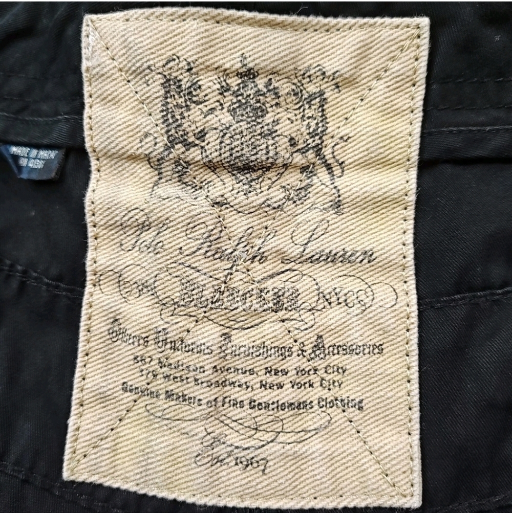 Vtg 90s Polo Ralph Lauren Baggy Wide Leg Cargo Shorts 42/44 Black Field Utility - Picture 11 of 14